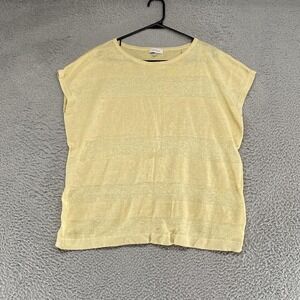 Kinross‎ Sweater Top Womens L Yellow Linen Beach Lightweight Coastal Relaxed